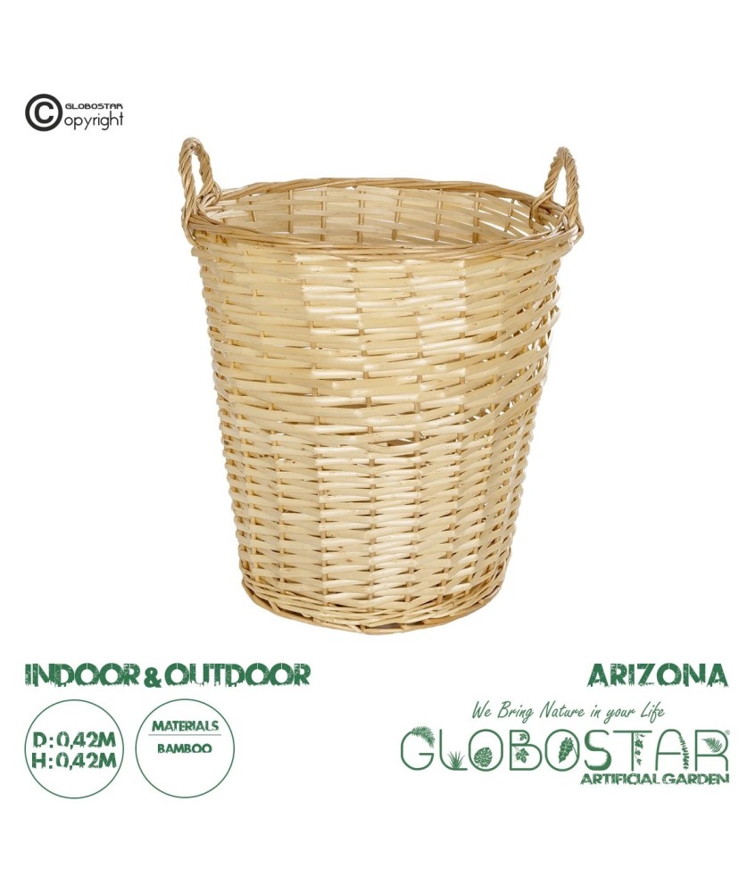 GloboStar® Artificial Garden ARIZONA 21504 Διακοσμητικό Πλεκτό Καλάθι - Κασπώ Γλάστρα - Flower Pot Μπεζ Φ42 x Υ42cm